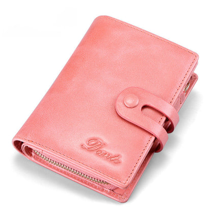 Vintage men's short wallet with leather zipper