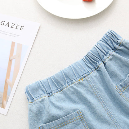 Strawberry loose wide-leg jeans women