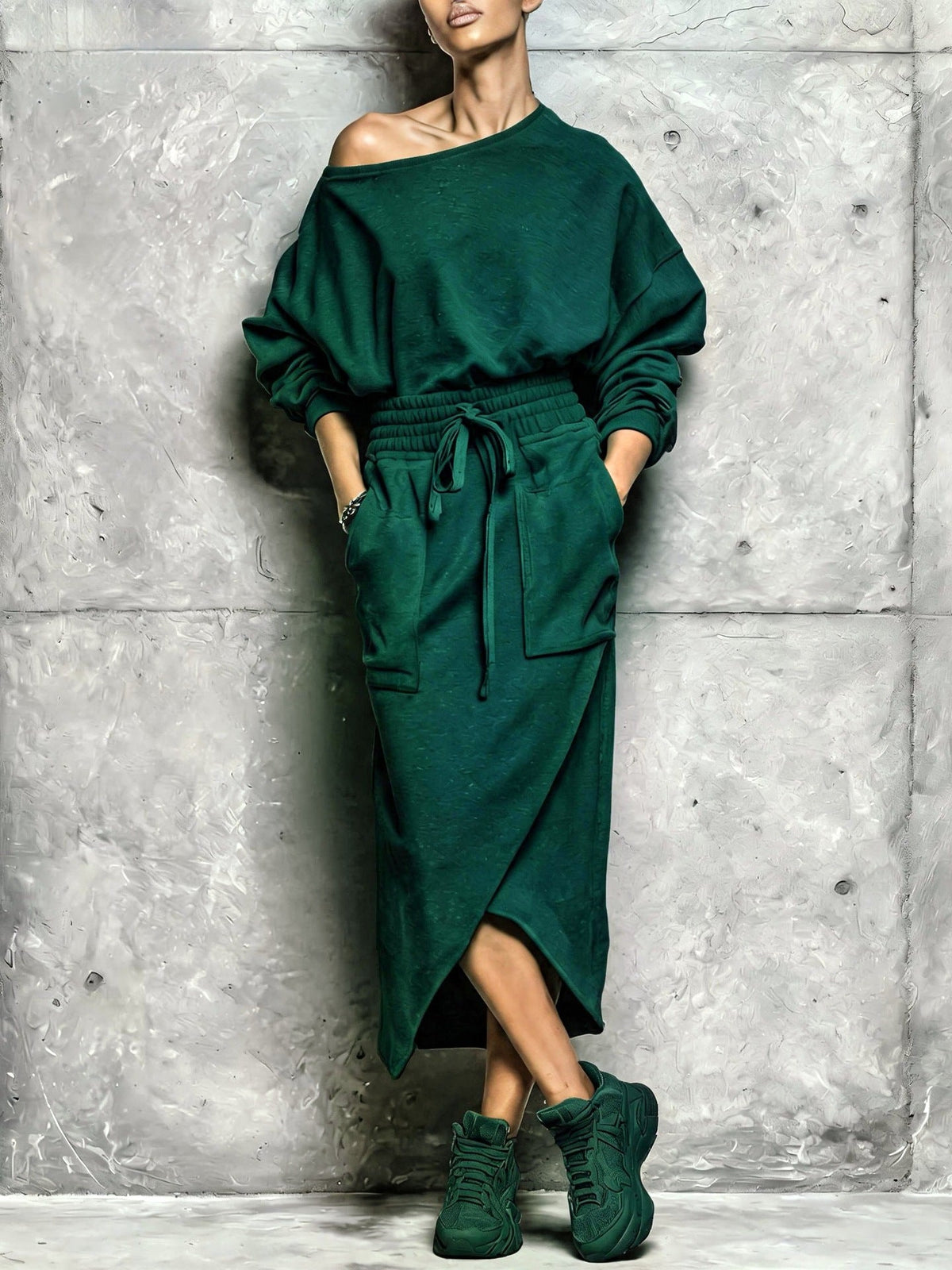 Casual Two-piece Set Short-sleeve Top And Long Skirt