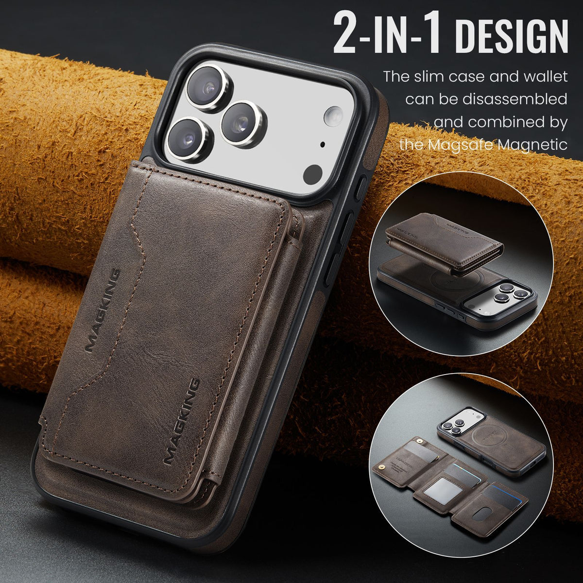 Magnetic Wireless Charging Phone Case Protective Leather Cover