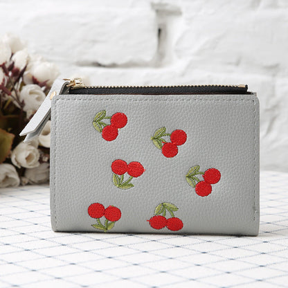 Cherry embroidery coin purse