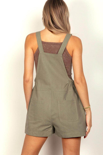 Very J Adjustable Suspender Overalls with Pockets for Women