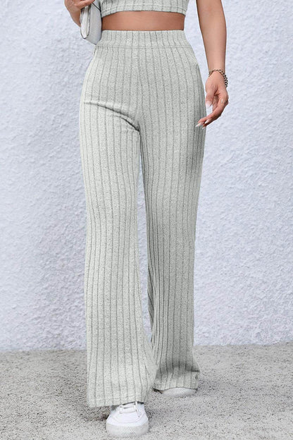 Basic Bae Full Size Ribbed High Waist Flare Pants for Women