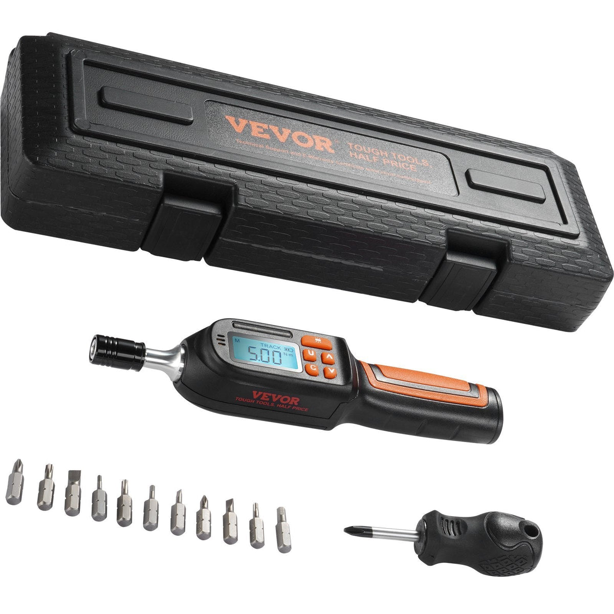 Digital Torque Screwdriver, 1/4" Drive Screwdriver Torque Wrench, Electrician Torque Screwdriver with LCD, 2.65-70.67 in-lbs Torque Range, 0.01 N.m Increment Torque Screwdriver with Bits & Case