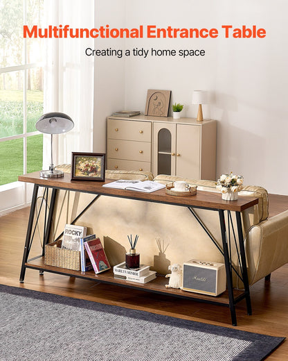 Narrow Console Sofa Table, 70.9 inches Behind Couch Table, 2-Tier Long Entryway Table and Skinny Hallway Table, Narrow Sofa Table with Metal Frame, for Entryway, Hallway, Living Room & Bedroom