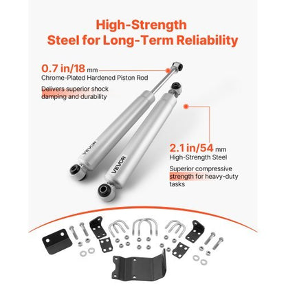 Dual Steering Stabilizer, for 2007-2018 Jeep Wrangler JK, Dual Steering Stabilizer Kit Fits with 2 Inches of Suspension Lift or Higher, Enhanced Control & Reduced Vibration, Easy Installation