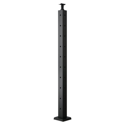 Cable Railing Post, 36x2x2 Inch Corner Railing Post, with L-Shaped Pre-Drilled Holes, Stainless Steel Cable Rail Post with Horizontal and Curved Bracket, 1-Pack, Black, 1JZLGZXHS914ZPBNY001V0