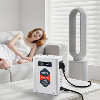 Step Up Voltage Converter, 2000VA, Heavy Duty Voltage Power Converter, 110V to 220V Power Transformer, with 2 EU Outlets, USB Output, LCD Display, Temperature Protection, for 220V Appliances