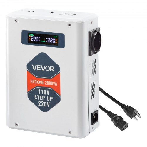 Step Up Voltage Converter, 2000VA, Heavy Duty Voltage Power Converter, 110V to 220V Power Transformer, with 2 EU Outlets, USB Output, LCD Display, Temperature Protection, for 220V Appliances