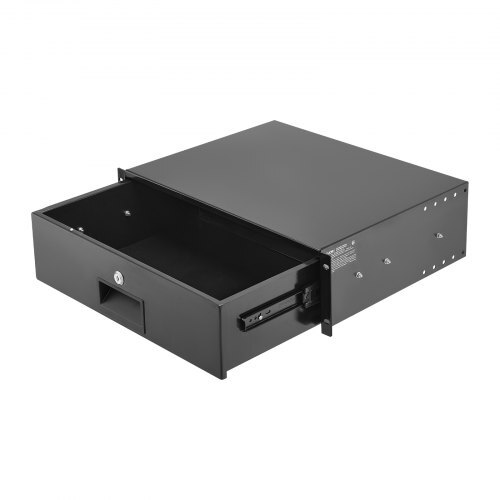 3U Rack Mount Drawer, 50 lbs Max Load-Bearing, Lockable Server Cabinet Case, Sliding Drawer with Lock and Cable Management Holes, for 19 in Network Equipment Server AV Rack or Cabinet Enclosure