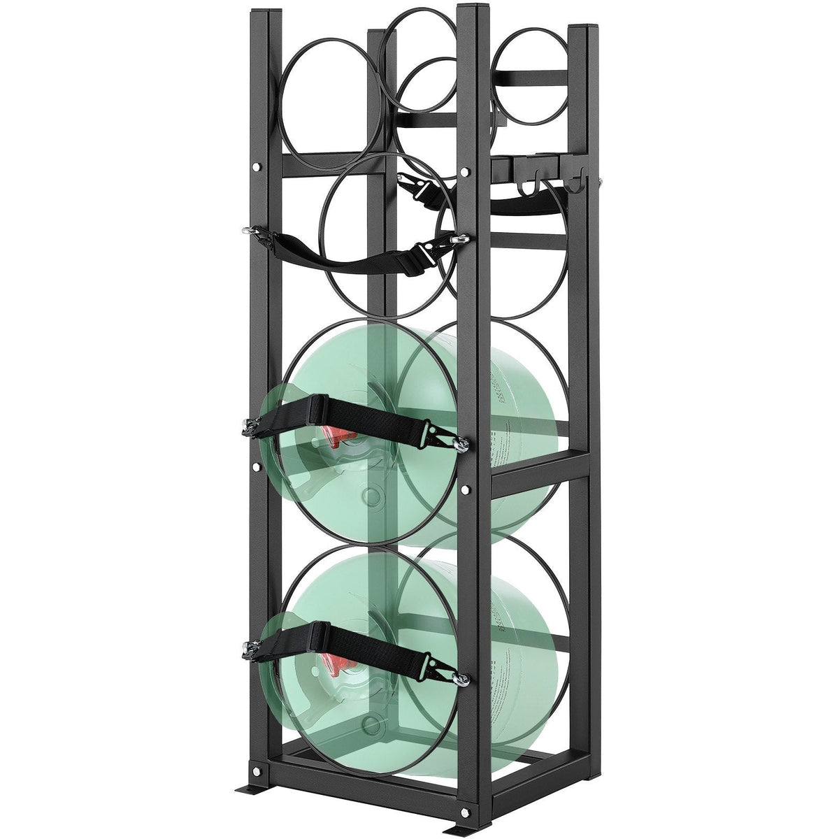 Refrigerant Tank Rack, with 2 x 30lbs and Other 3 Small Bottle Tanks, Cylinder Tank Rack 12.79x12.99x47.12 in, Refrigerant Cylinder Rack and Holders for Freon, Gases, Oxygen, Nitrogen
