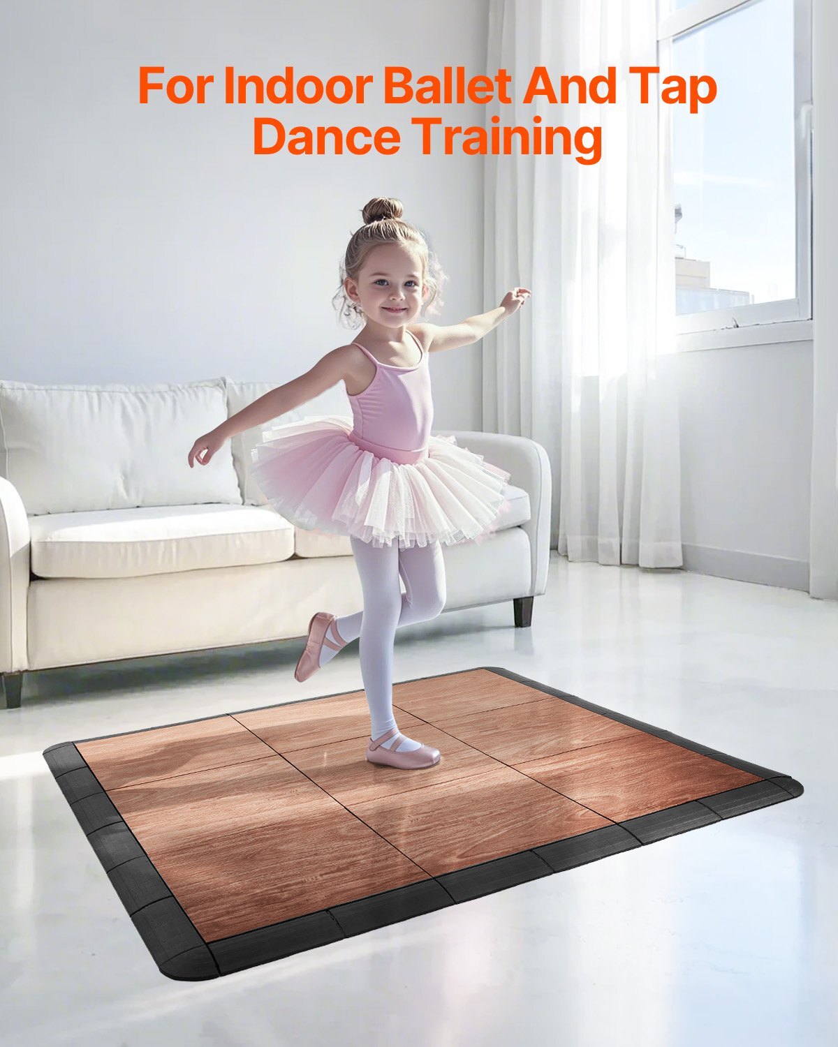 Dance Floor Tiles, 12.4 x 12.4 in 52 Piece Interlocking Dance Flooring, Portable Dance Practice Floor with Cushioned Base  (Oak Wood Grain, 52 sq. ft/Box )