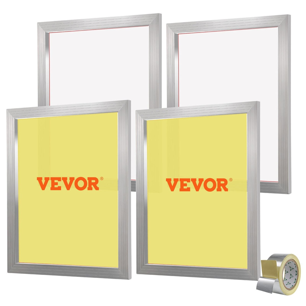 Screen Printing Kit, 4 Pieces Aluminum Silk Screen Printing Frames, 20x24inch Silk Screen Printing Frame with 355 Count Mesh, High Tension Nylon Mesh and Sealing Tape for T-shirts DIY Printing