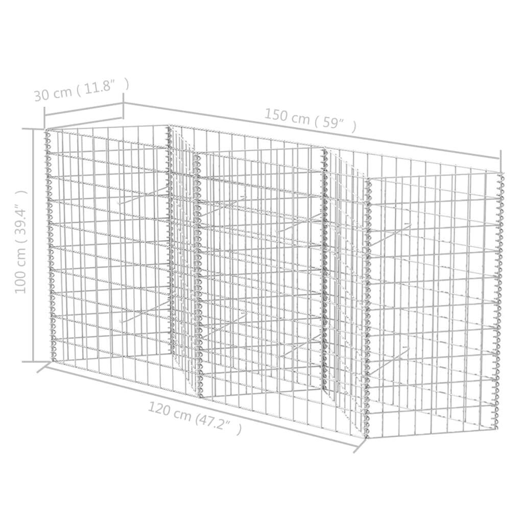 Gabion Basket Galvanized Steel 47.2"x11.8"x39.4