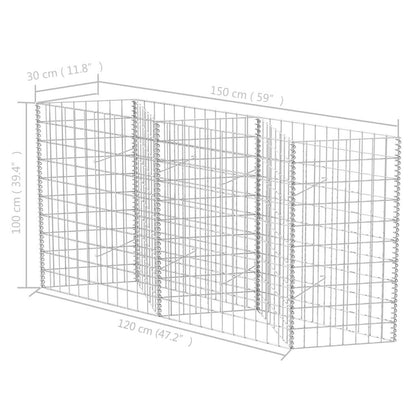 Gabion Basket Galvanized Steel 47.2"x11.8"x39.4