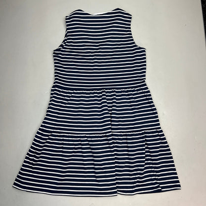 NAUTICA JEANS Tiered Collared Sleeveless Dress Women's Sz M Navy Blue/White
