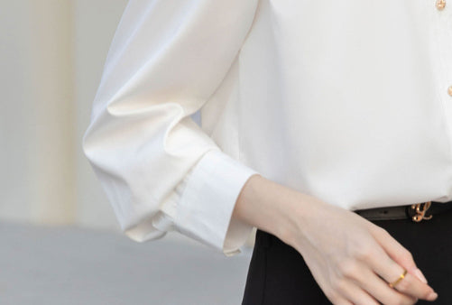 French-style Elegant White Womens Blouse
