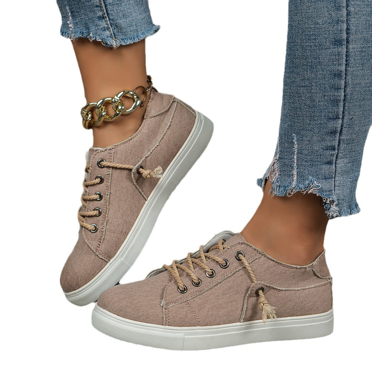 Denim Low-top Lace-up Sports Casual Shoes