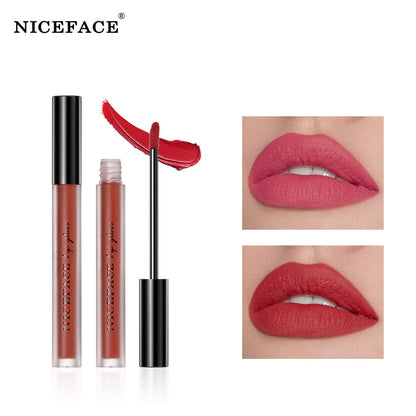 Niceface New Quality Lip Glaze Velvet Matte Lip Glaze Set Matte Non-stick Cup Holder Liquid Lipstick