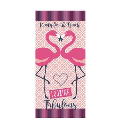 Flamingo Print Microfiber Beach Towel