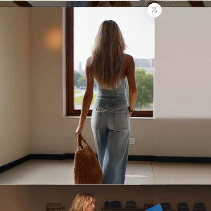 Blue Sexy Buttoned Denim Long Dress