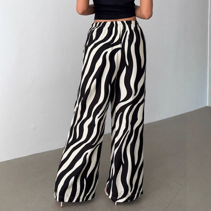 Elegant Printed Wide-Leg Pants For Women
