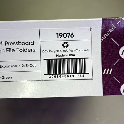 SMEAD (10 PACK) Safe Shield Pressboard Classification File Folders Green 19076