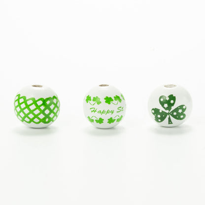 10pcs Irish Festival St. Patrick's Day Colorful Wooden Beads DIY Accessories