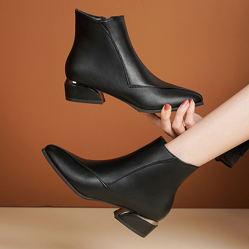 British Style Chunky Heel Martin Boots