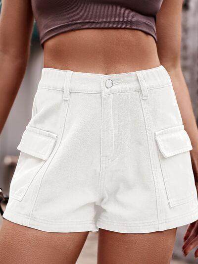 High Waist Denim Shorts with Pockets for Summer Style