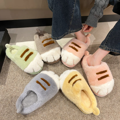 Women's Fleece Cartoon Toe Cover Fluffy Slippers