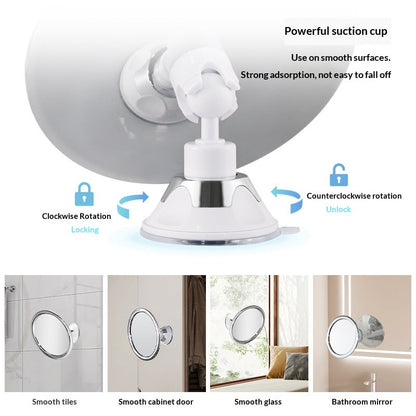 Bathroom Anti-fog Mirror With 360-degree Rotating Suction Cu Silver Color
