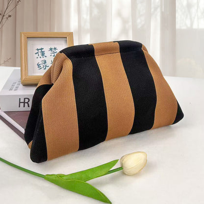 Womens Knitted Bag Striped Clutch