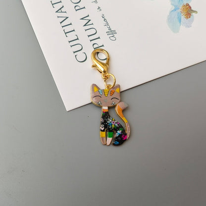 Halloween Alloy-printed Kitten Pendant Keychain