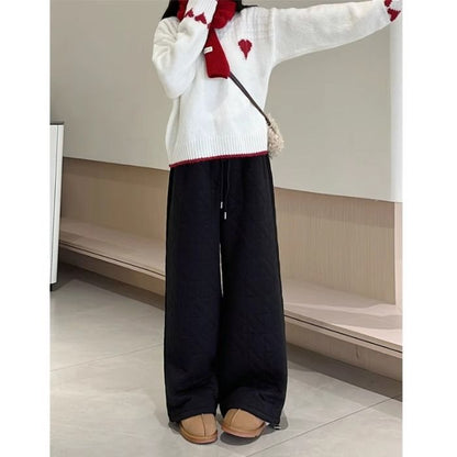 Loose-fit, Figure-flattering Drawstring Wide-leg Casual Pants