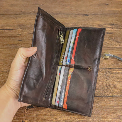 Handmade Old Pleated Long Wallet Men