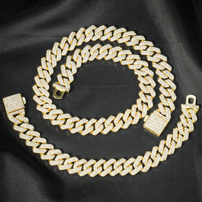 Hip-Hop EuropeanAmerican Cross-Border 14mm Cuban-Link Watch Set