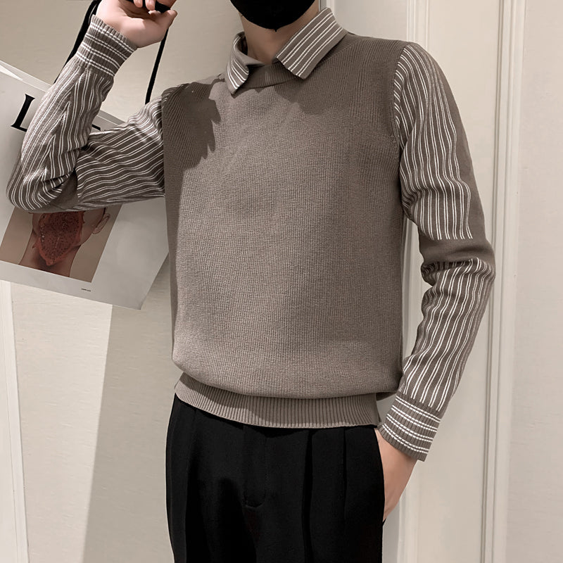 Fake Two Pieces Sweaters Men's Base Knitting