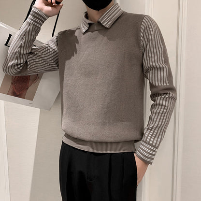 Fake Two Pieces Sweaters Men's Base Knitting
