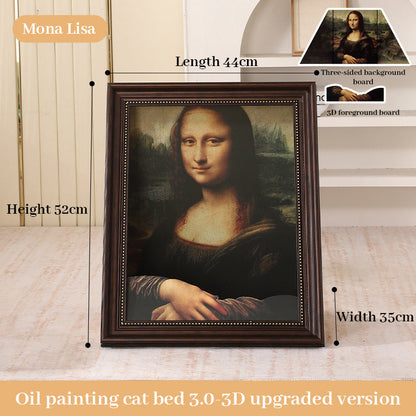 3D Mona Lisa Cat Scratcher with Removable Oil Painting Frame