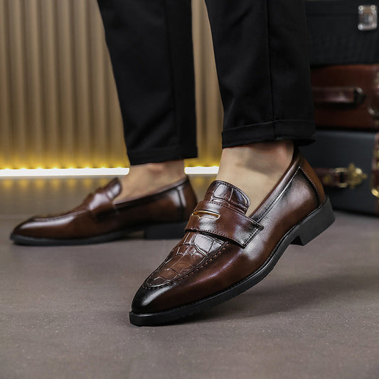 Large Size Men's Slip-on Pointed Leather Shoes Formal Wear Business Casual