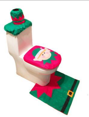 Christmas Santa Bathroom Curtain Toilet Seat Decor
