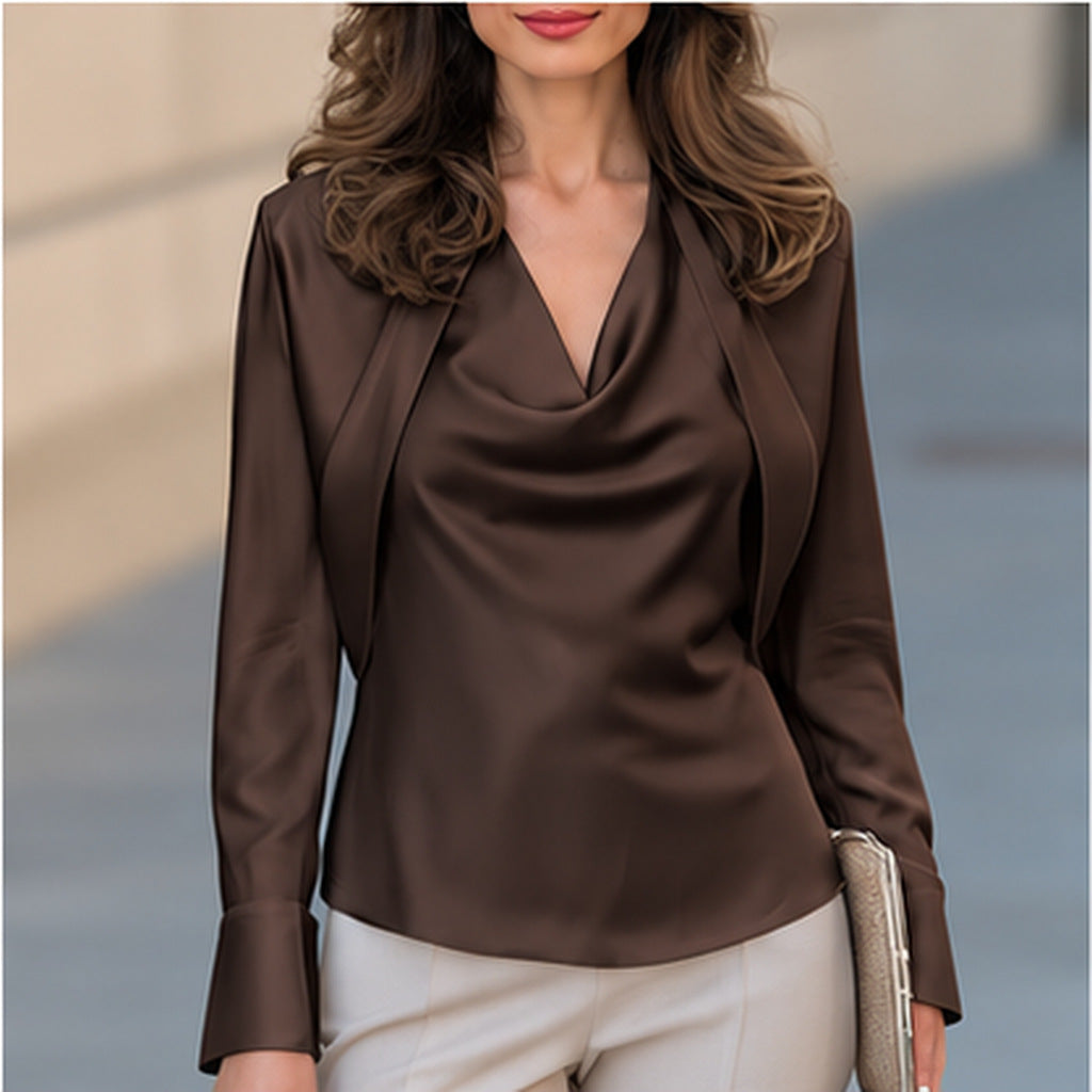 Women's V-neck Long-sleeved Shirt