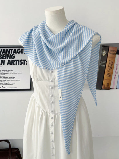 Striped Knitted Triangle Scarf Womens Outerwear Capelet
