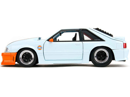1989 Ford Mustang GT "Gulf Oil" Light Blue with Orange Stripe "Bigtime Muscle" Series 1/24 Diecast Model Car by Jada