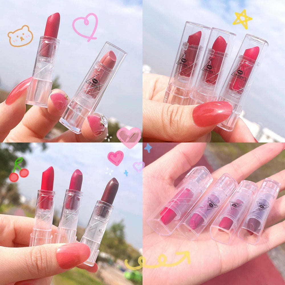 Transparent Shell Lipstick Matte Peach Pink Student Model Plain White Lipstick Sample Lipstick