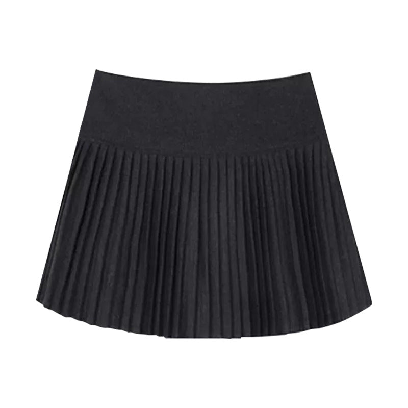 Woolen Slim Pleated Skirt For Women