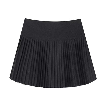 Woolen Slim Pleated Skirt For Women