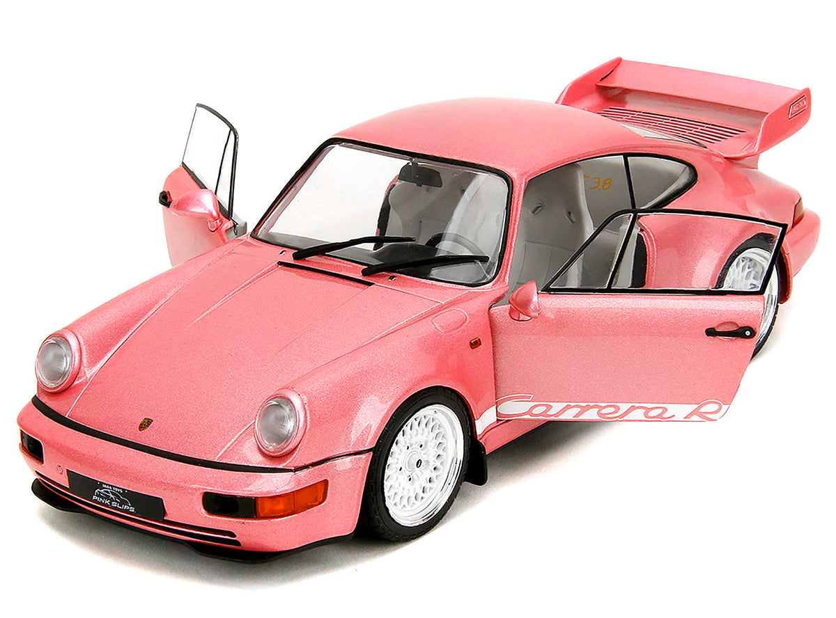 Porsche 911 Carrera RS (964) Pink Metallic with White Stripes "Pink Slips" Series 1/18 Diecast Model Car by Jada