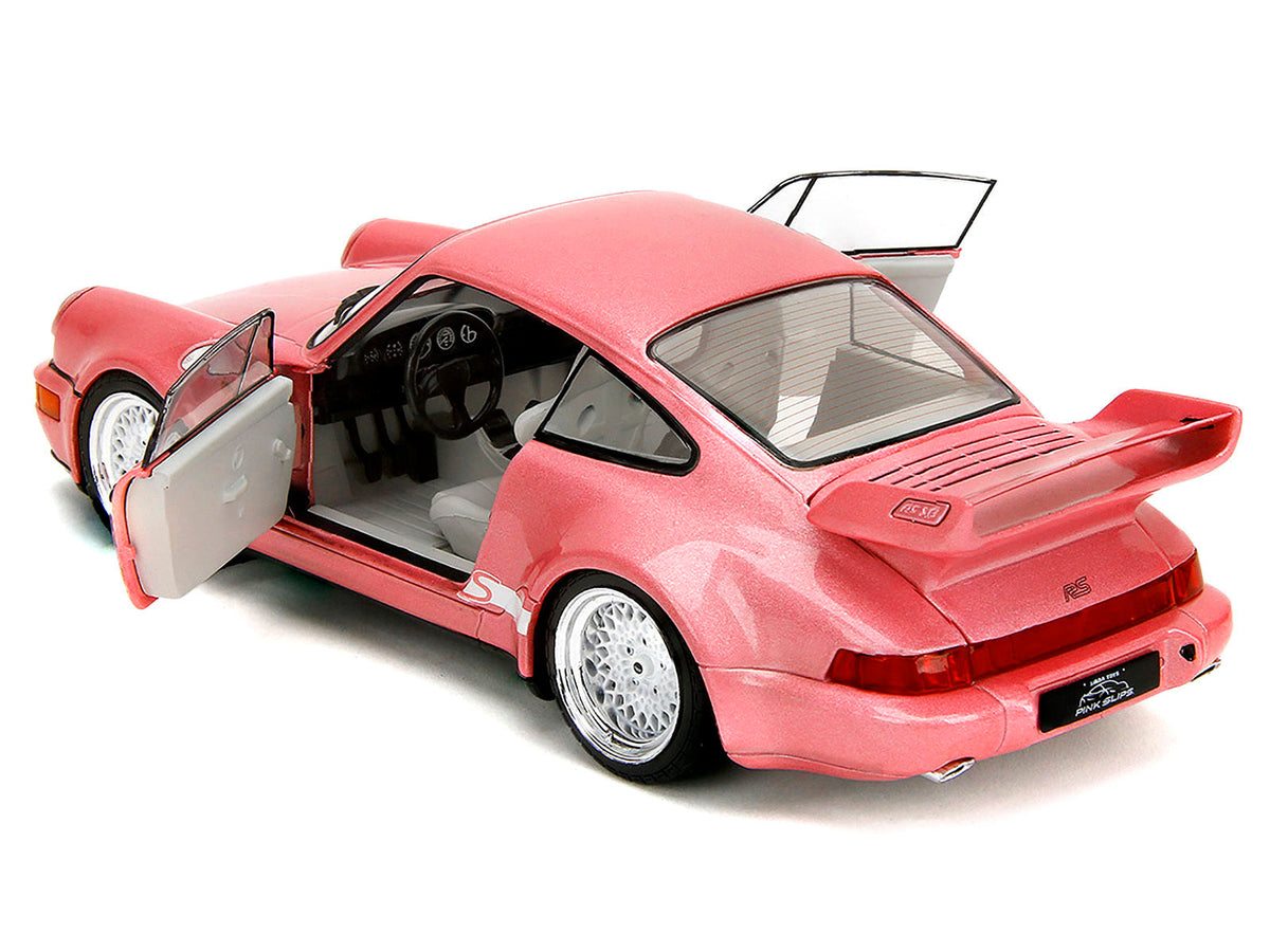 Porsche 911 Carrera RS (964) Pink Metallic with White Stripes "Pink Slips" Series 1/18 Diecast Model Car by Jada